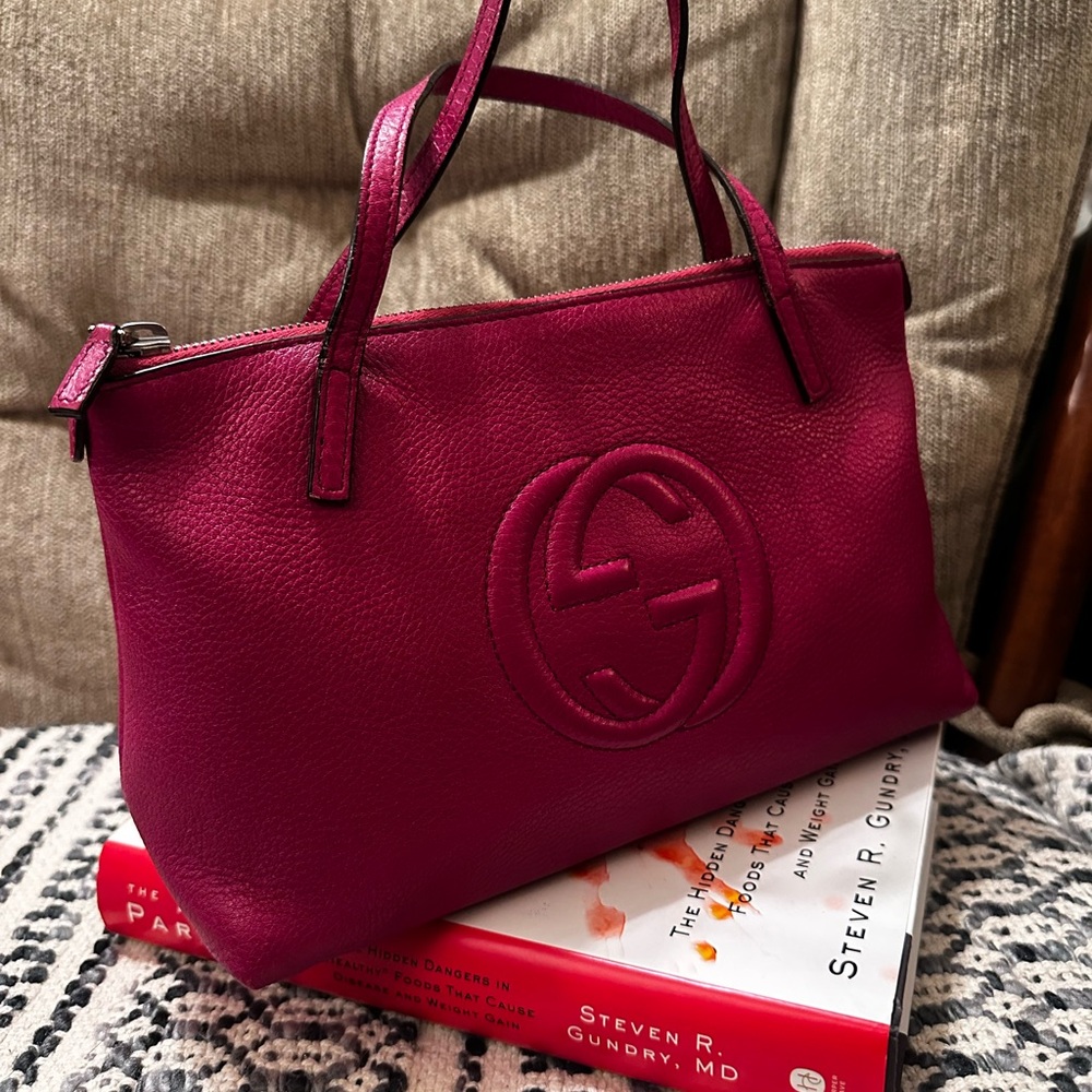 Gucci Fuchsia Leather Tote Bag